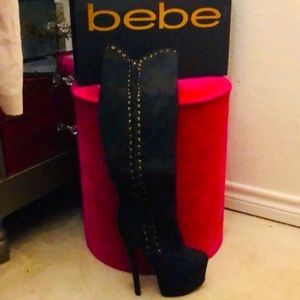 Sexy over the knew BEBE Black suede boot